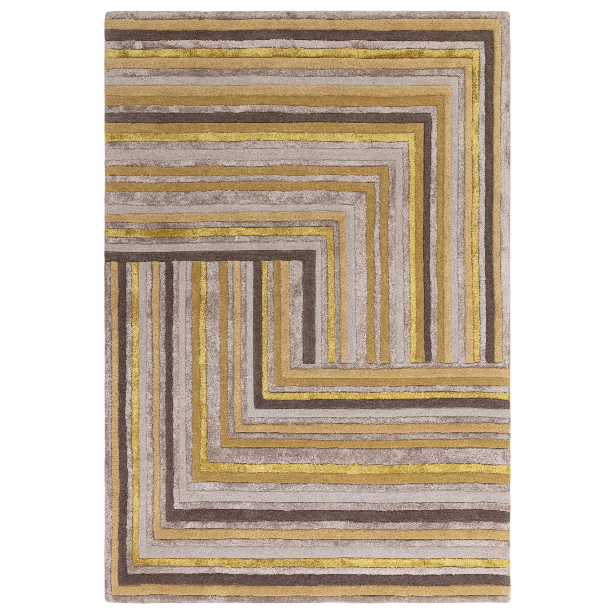 Matrix Network Geometric Wool Rug In Gold